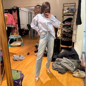 Acne studio 1997 light blue trash straight leg jeans